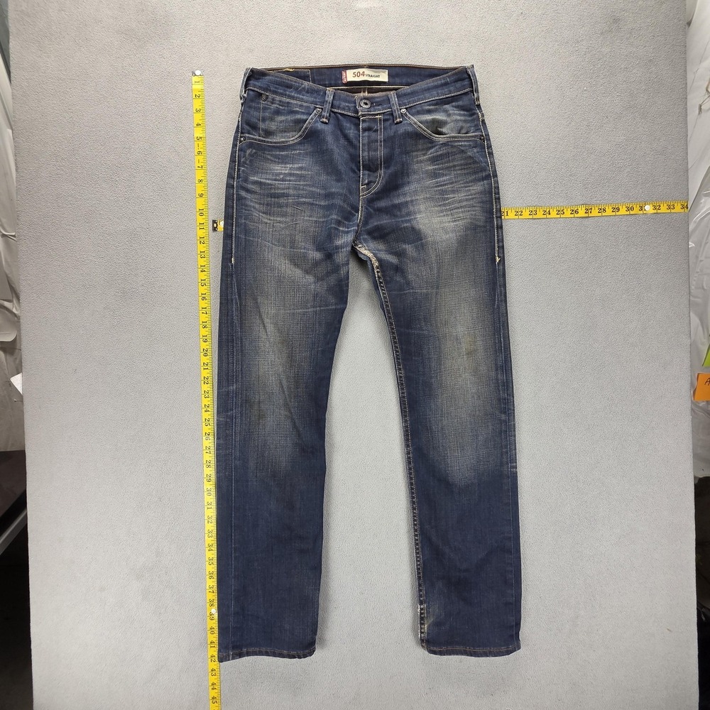 Vintage Levis 504 Jeans Mens 31x32 Blue Straight Engineered Whiskers‎ Honeycomb